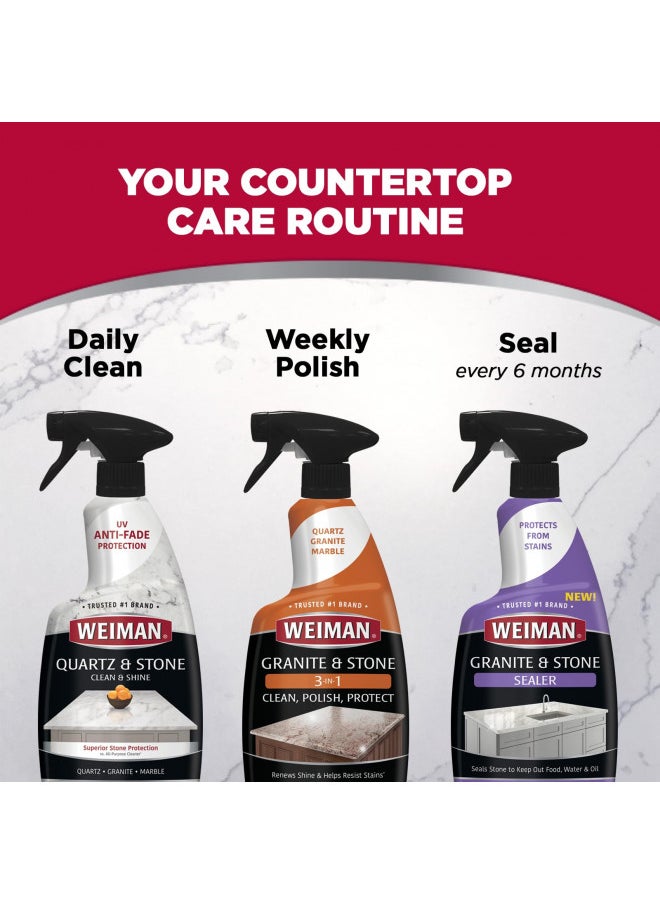 Weiman Quartz Countertop Cleaner and Polish - 24 Ounce with Microfiber Cloth - Clean and Shine Your Quartz Countertops Islands and Stone Surfaces with UV Protection