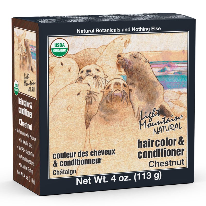 Light Mountain Natural Hair Color And Conditioner - Chestnut - 4 Fl Oz With Pack of Hair Clips - Image 1
