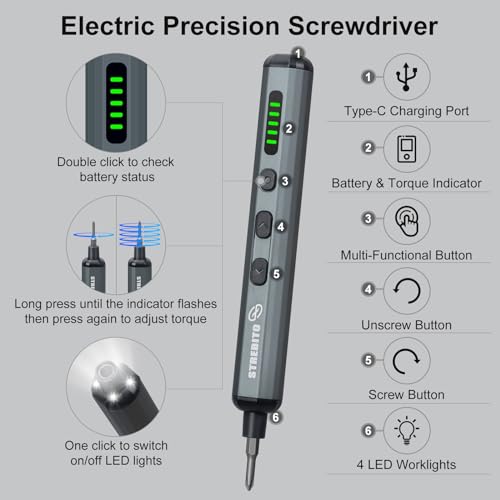 STREBITO Mini Electric Screwdriver Set, 70 in 1 Small Electric Screwdriver Cordless - 64 S2 Preicison Bits, 5 Torque Settings, 4 LED Lights, Mini Power Screwdriver Repair Tool Kit for PC RC Electronic - Image 2