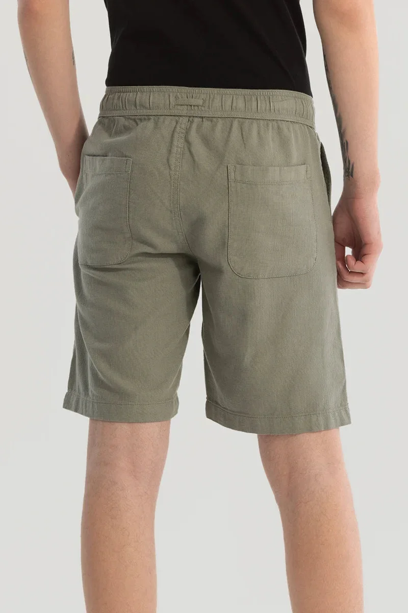 SNITCH Green Sage Cotton Shorts for Men | Best Price UAE