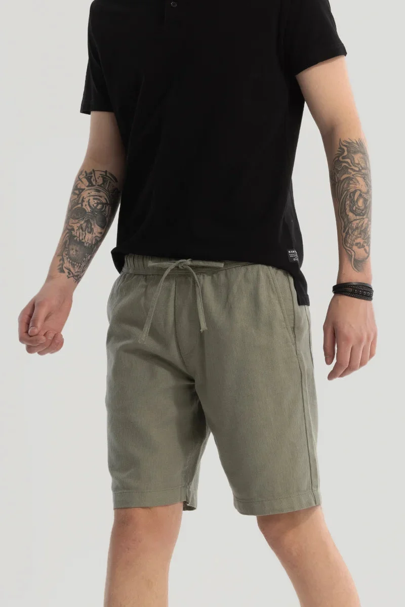 SNITCH Green Sage Cotton Shorts for Men | Best Price UAE