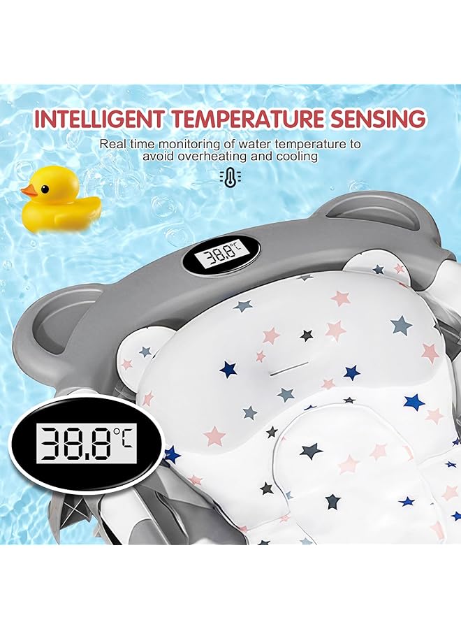 ULHYC Portable Collapsible Baby Bathtub With Thermometer & 1 Soft Floating Cushion&Drain Hole Space Saving Durable Baby Tubs For 0~6 Years Old Infants And Toddler - Image 2