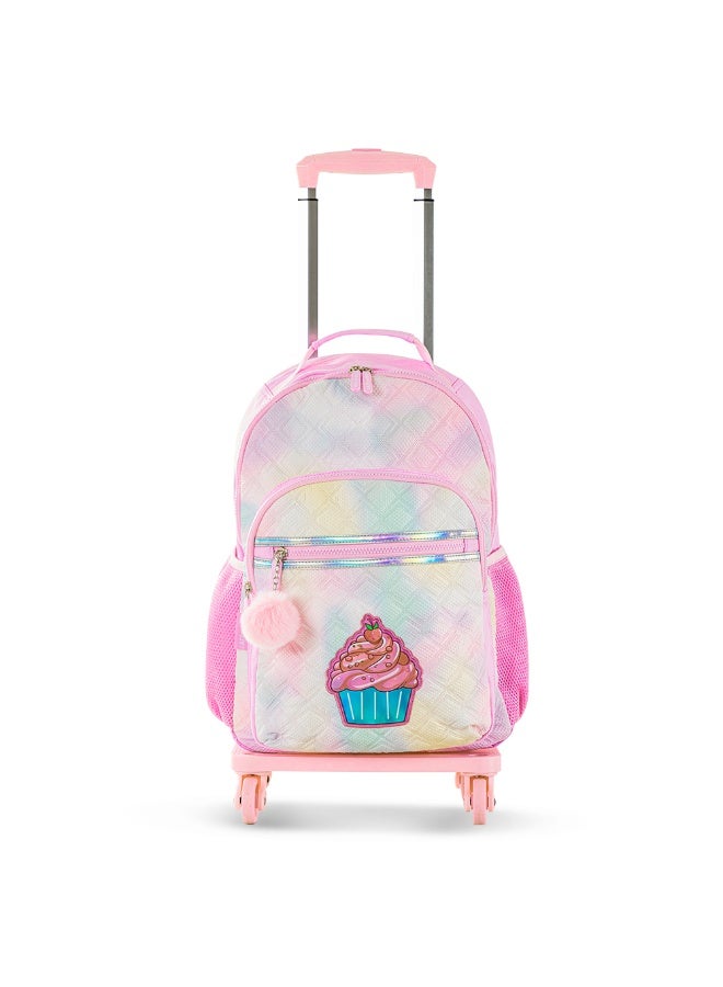 Eazy Kids Eazy Kids 17" Set of 4 Backpack w/ 4 Wheel Trolley, Lunch Bag and Pencil Case - Sugar Pop Pink - Image 2