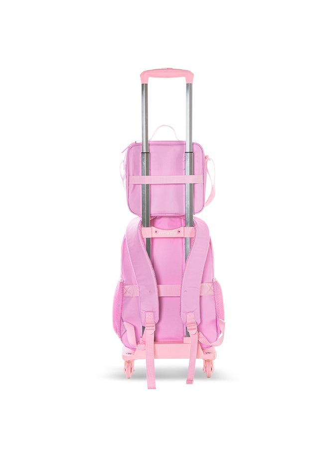 Eazy Kids Eazy Kids 17" Set of 4 Backpack w/ 4 Wheel Trolley, Lunch Bag and Pencil Case - Sugar Pop Pink - Image 3