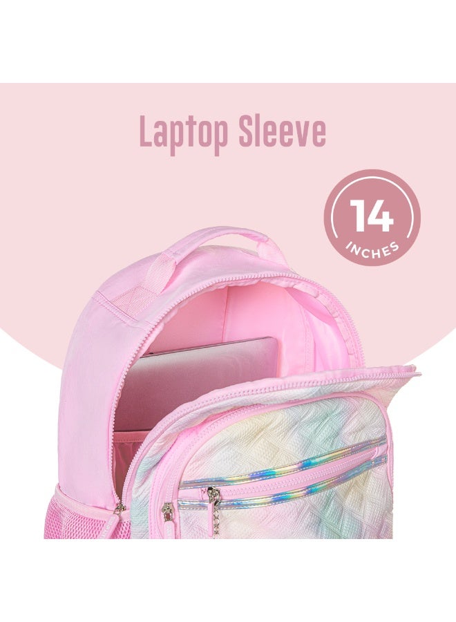 Eazy Kids Eazy Kids 17" Set of 4 Backpack w/ 4 Wheel Trolley, Lunch Bag and Pencil Case - Sugar Pop Pink - Image 5