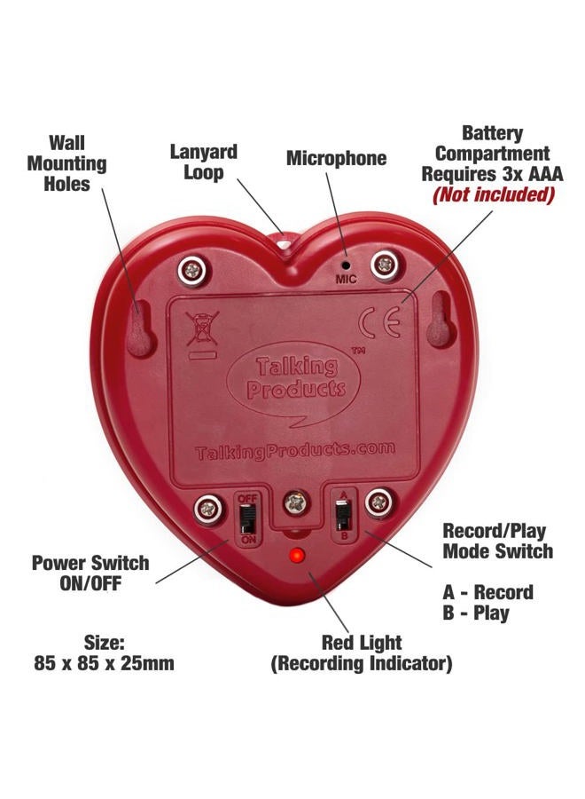 Comet Busters , Talking Heart Voice Recordable Sound Button, 2 Minutes. Create Your own Personalised Talking Teddy Plush Toy, Baby Heartbeat Keepsake or Valentines Day Gift (Red) - Image 4
