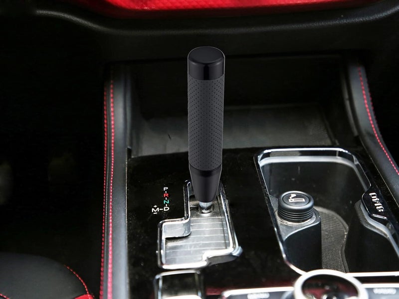 Abfer Weighted Shift Knob Long Stick Gear Shifter Lever Leather Shift Knobs with Adapter for Most Automatic Manual Vehicle Trucks, Black - Image 2