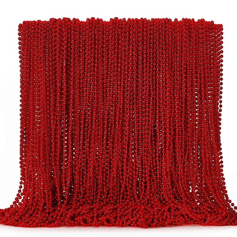 EOBOH 144PCS Bead Necklace Red Christmas Bead Stuff Party Favors 33 Necklaces Festival Parade Throw Accessories for Wedding Birthday Valentines Mardi Gras Christmas Celebrations Decorations - Image 3