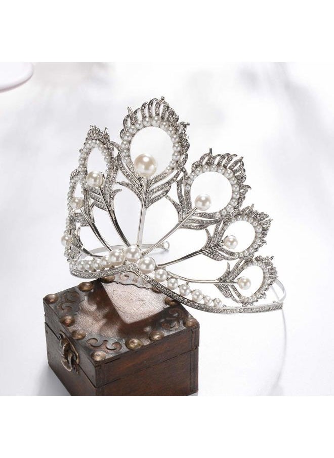 S SNUOY - Prom Princess Crown Pearl Tiara Rhinestone Tiara Pageant Queen Crown Wedding Hair Jewelry - Image 1