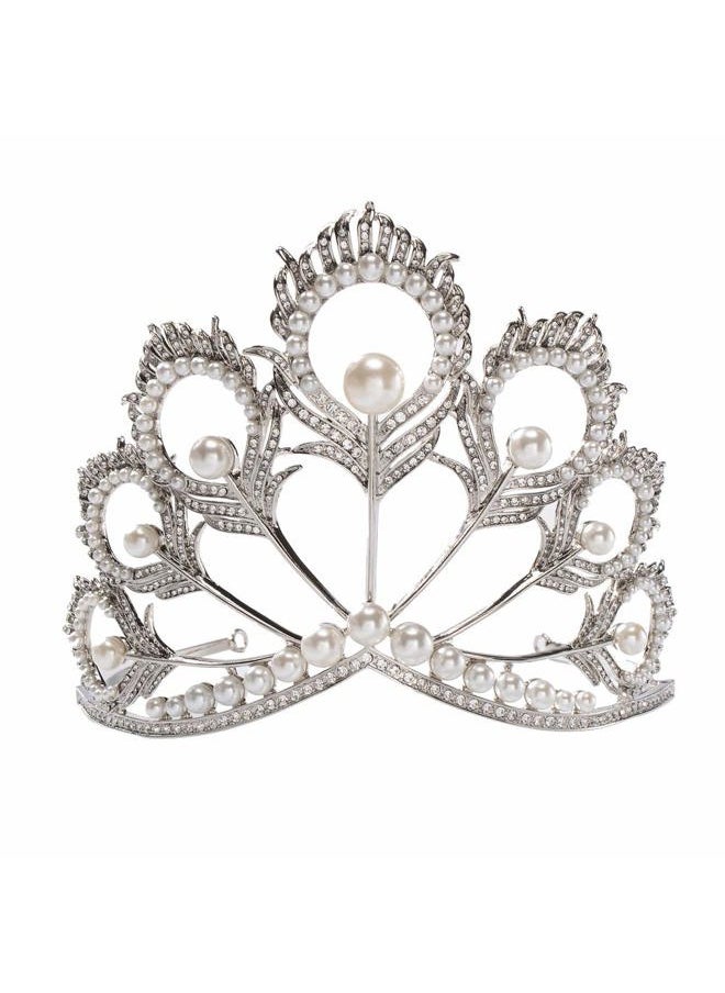 S SNUOY - Prom Princess Crown Pearl Tiara Rhinestone Tiara Pageant Queen Crown Wedding Hair Jewelry - Image 1