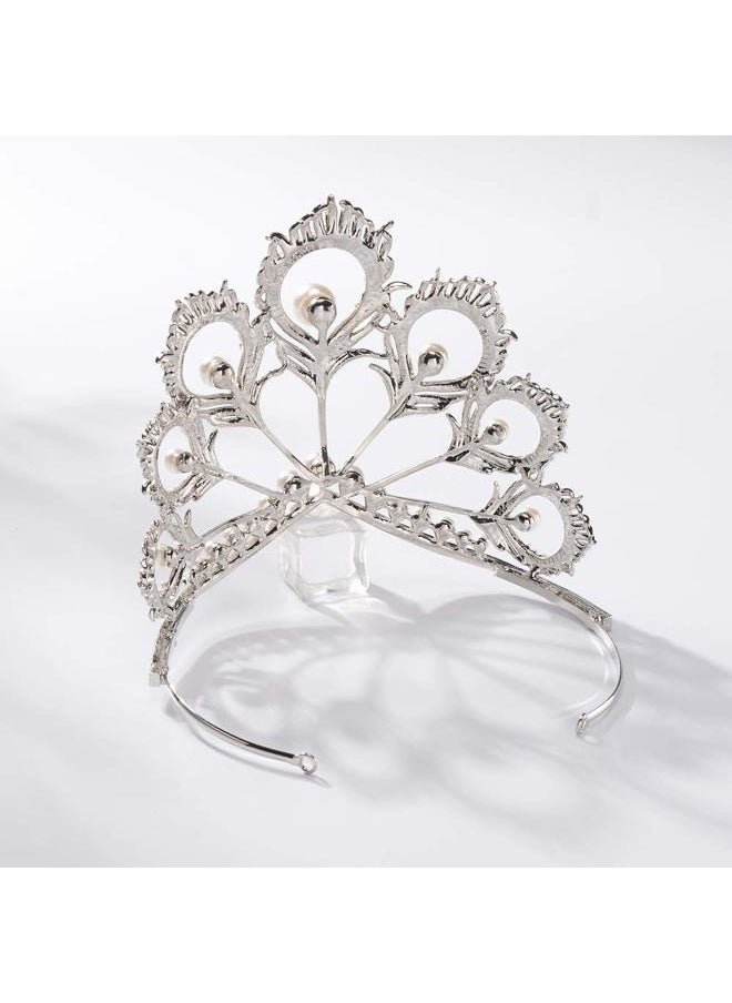 S SNUOY - Prom Princess Crown Pearl Tiara Rhinestone Tiara Pageant Queen Crown Wedding Hair Jewelry - Image 1