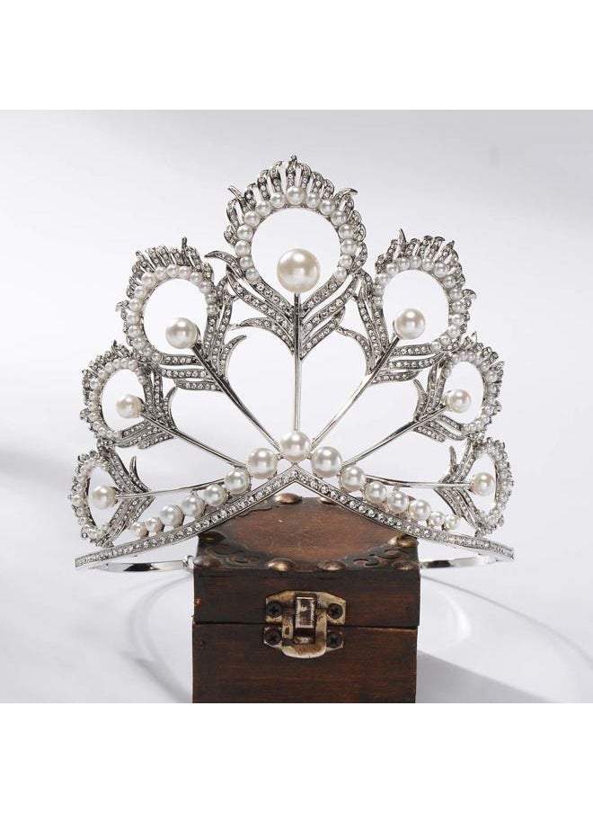 S SNUOY - Prom Princess Crown Pearl Tiara Rhinestone Tiara Pageant Queen Crown Wedding Hair Jewelry - Image 1