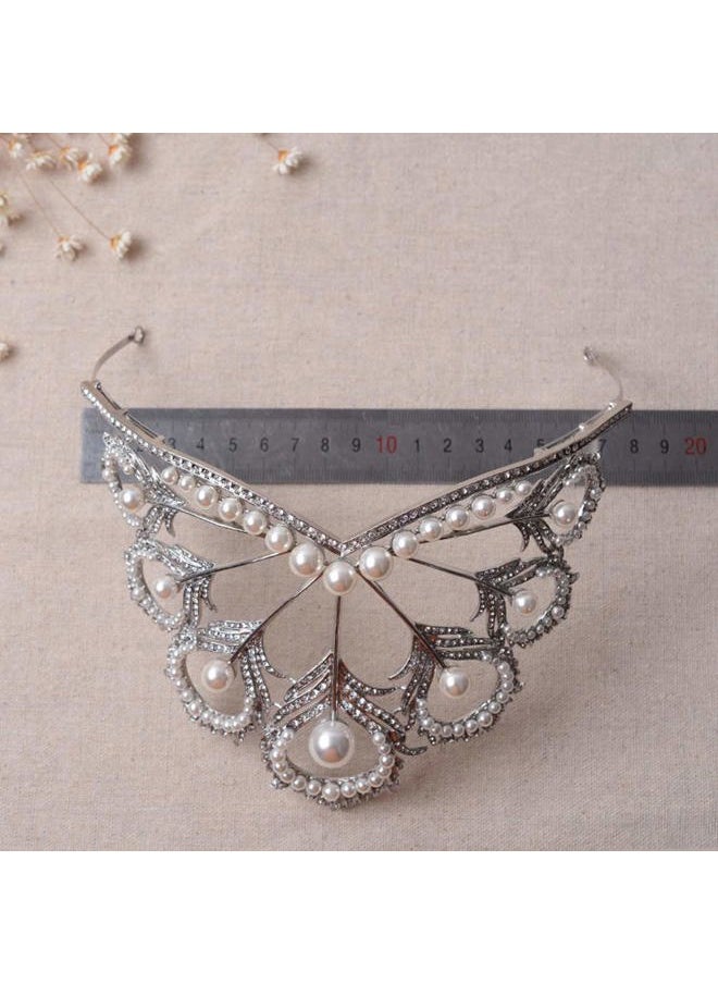 S SNUOY - Prom Princess Crown Pearl Tiara Rhinestone Tiara Pageant Queen Crown Wedding Hair Jewelry - Image 1
