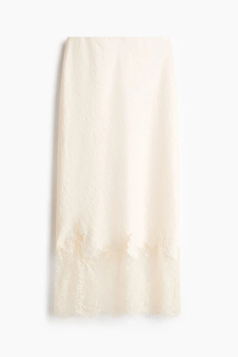H&M Lace-trimmed satin skirt