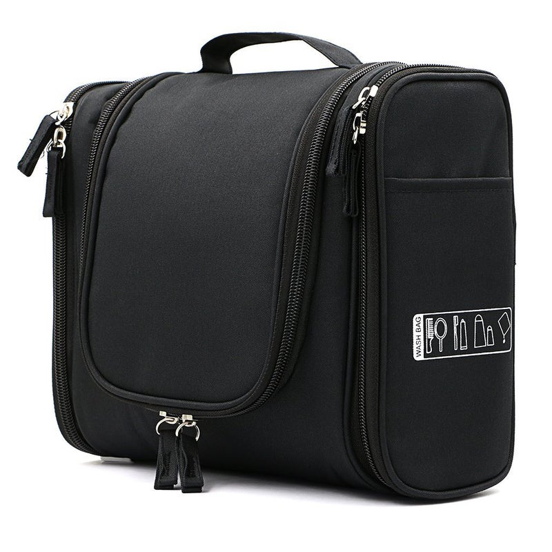ERHETUS Multifunctional Extra Large 20 Cms Cosmetic Bag for Travel | Makeup Organiser for Accessories for Women | Waterproof Household Grooming Kit Storage Bags with Hook for Hanging for Men - Black - Image 1