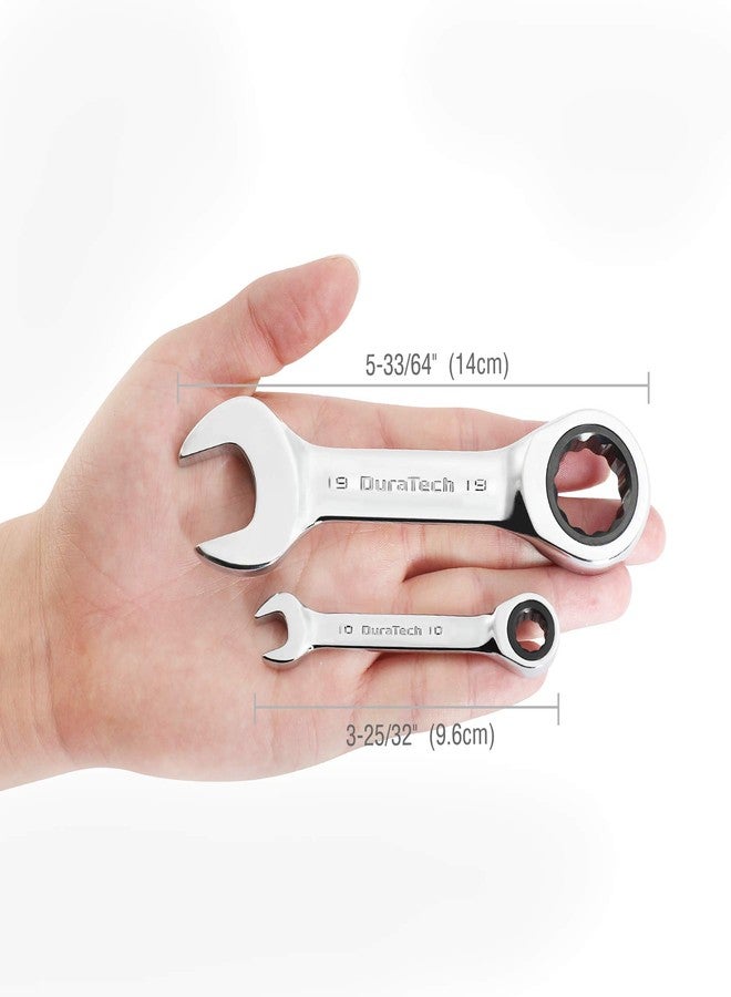 DURATECH Stubby Ratcheting Combination Wrench Set, Metric, 8-piece, 10, 11, 13, 14, 16, 17, 18, 19mm, CR-V Steel, with Pouch - Image 5