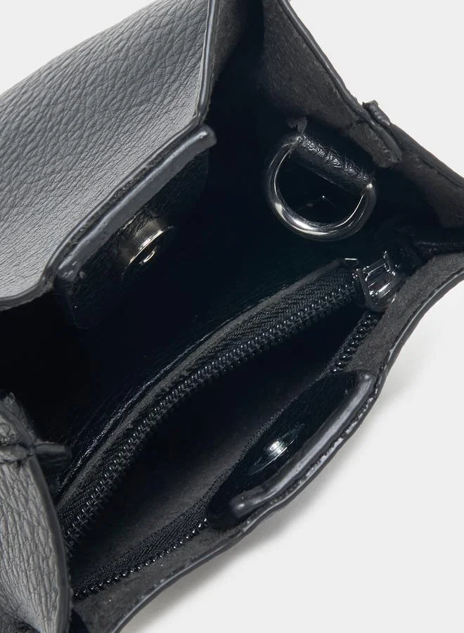 Styli Textured Bucket Bag with Snap Button Closure