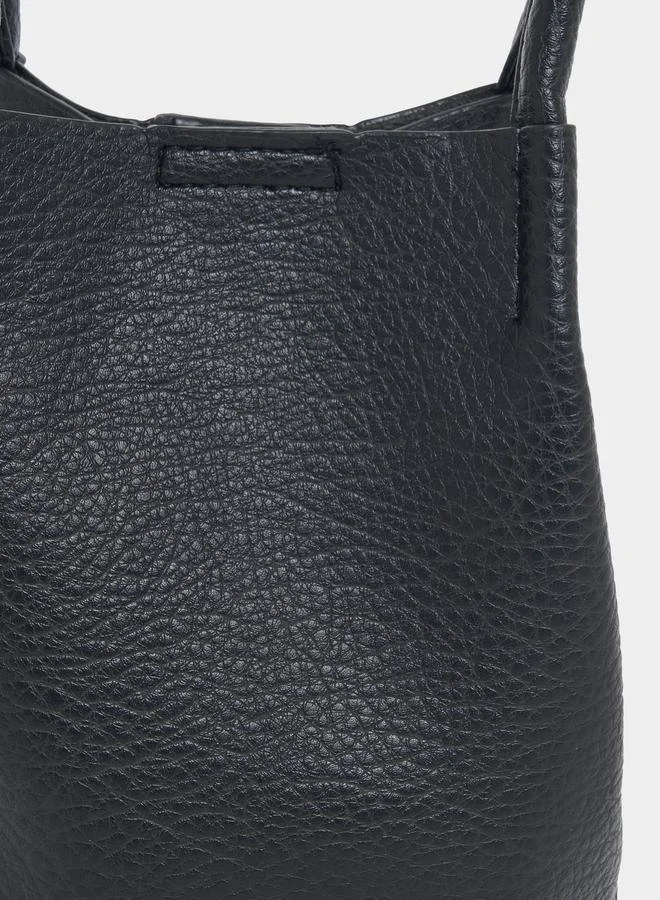 Styli Textured Bucket Bag with Snap Button Closure