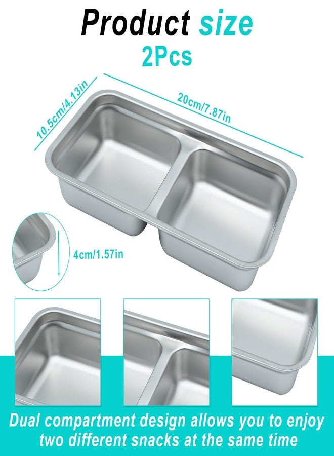KCMOSGI 2 Pcs Grab and Go Snack C-ontainers Reusable,Stainless Steel Double Compartment Snack Containers,Double Compartment Snack Containers,Suitable for Travel and Outdoor Camping - Image 2