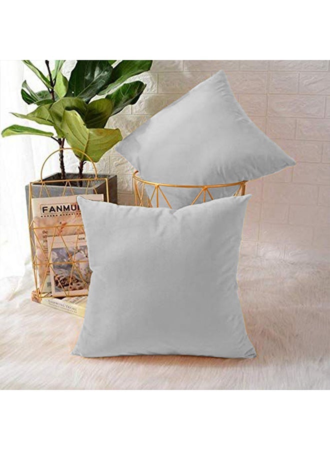 House One Set of 2 Pieces Square Soft Velvet Decorative Cushion with Solid Design and Attractive Colors 45x45 cm - Grey - Image 1