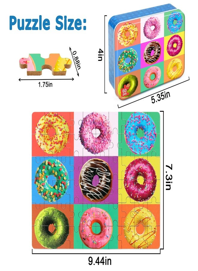 LELEMON Puzzles for Kids Ages 4-6, Donut Puzzle 60 Piece Puzzles for Kids in a Metal Box, Educational Kids Puzzles Jigsaw Puzzles Childrens Puzzle Games Puzzle Toys for Girls and Boys - Image 2
