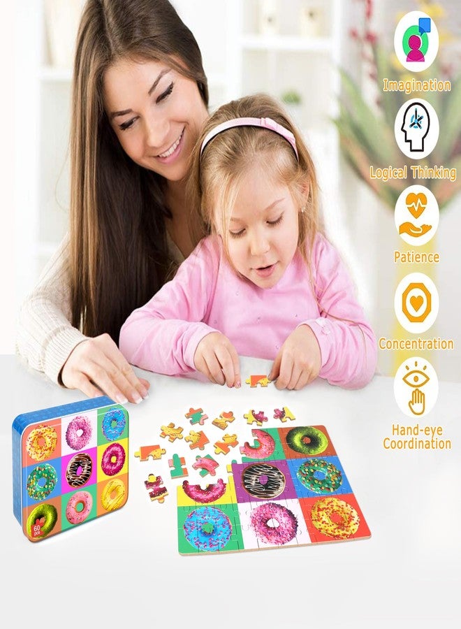 LELEMON Puzzles for Kids Ages 4-6, Donut Puzzle 60 Piece Puzzles for Kids in a Metal Box, Educational Kids Puzzles Jigsaw Puzzles Childrens Puzzle Games Puzzle Toys for Girls and Boys - Image 3
