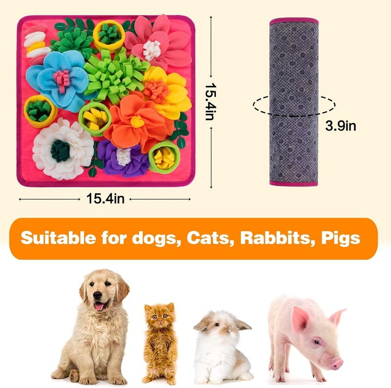 Oliumt Snuffle Mat for Dogs, Sniff Mat Slow Feeding Mat for Small Pets Cats, Rabbits - Help Stress Relief and Training - Stimulate Your Pet's Foraging Skills! (Bright Pink) - Image 5