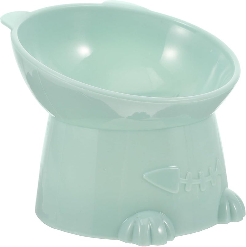Tilted Elevated Cat Bowl with Neck Guard, 6cm Blue Raised Pet Feeding Dish for Cats and Small Dogs, Anti-Spill Water and Food Bowl for Household Use - Image 1