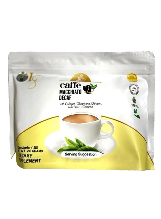 Luxe Slim Caffé Macchiato Decaf – Glutathione, Collagen & L-Carnitine Slimming Coffee – Sugar-Free with Stevia – Skin Brightening & Weight Support – 10 Sachets x 21g
