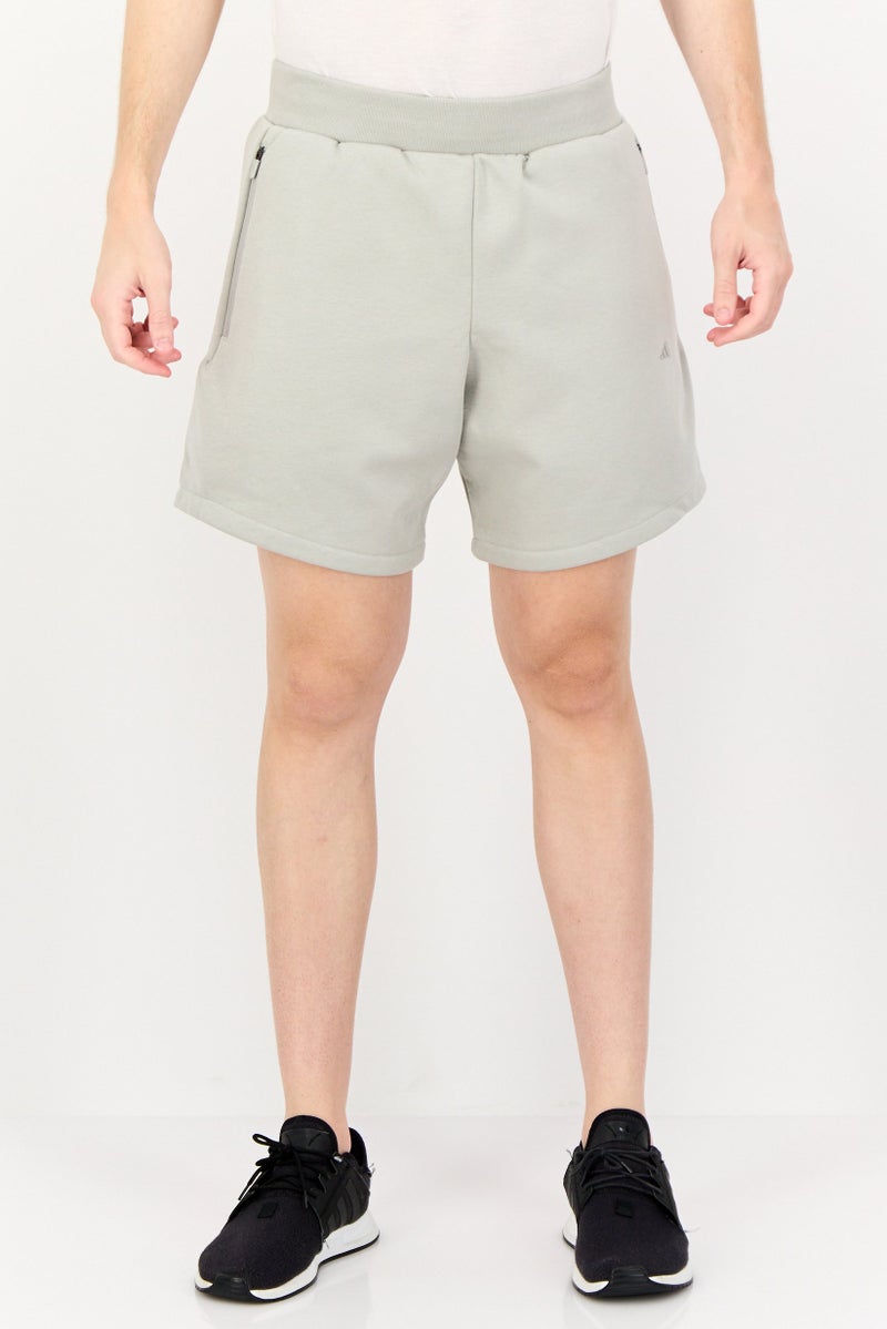 Adidas Men Sportswear Fit Brand Logo Basketball Shorts, Grey - Image 1