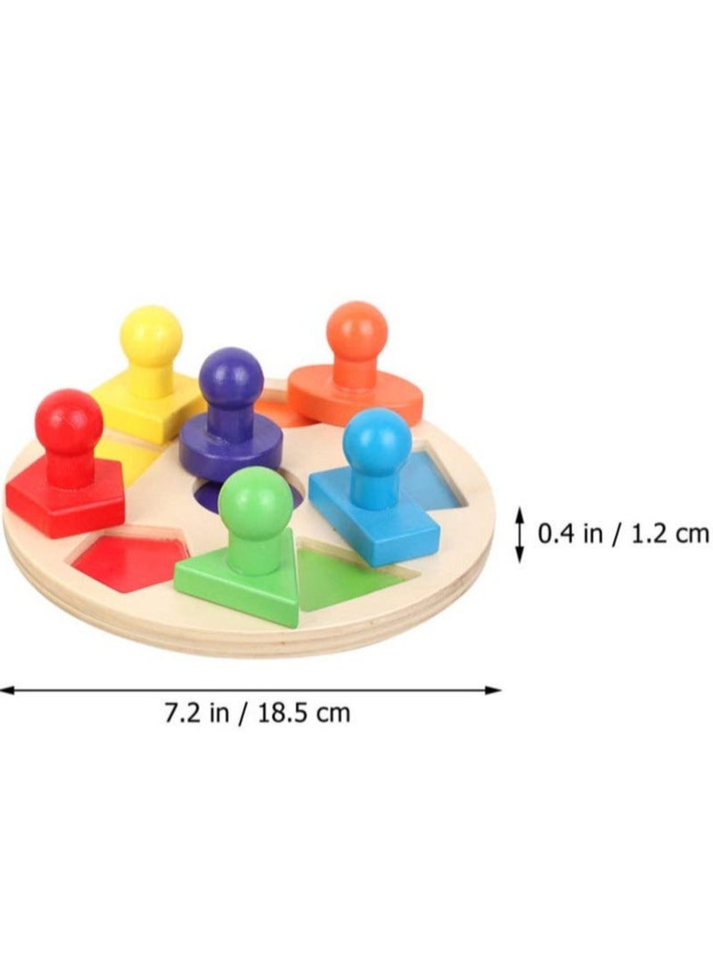 كابتن تيك Wooden Toy, Geometric Shape Sorter, Color Match Puzzles, Early Educational Developmental Toy, Montessori Toys Gift for Toddler Kids Preschoolers - Image 5