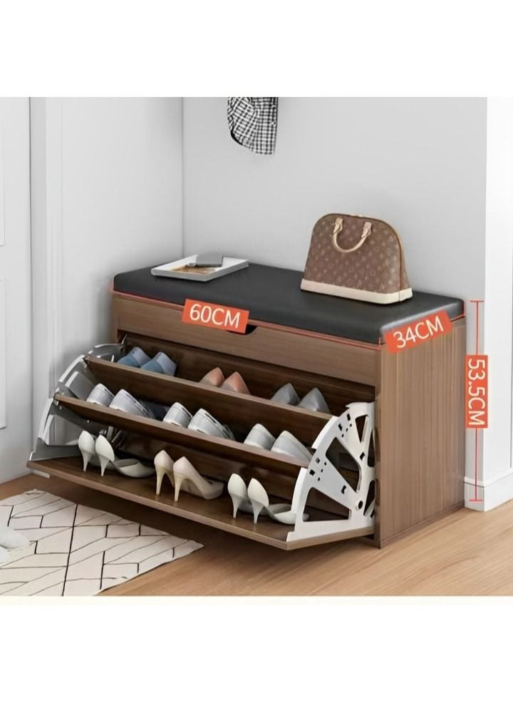 C&C Home - Wooden Shoe Cabinet With Seats Changing Stool 60x34x53.5cm - Image 1
