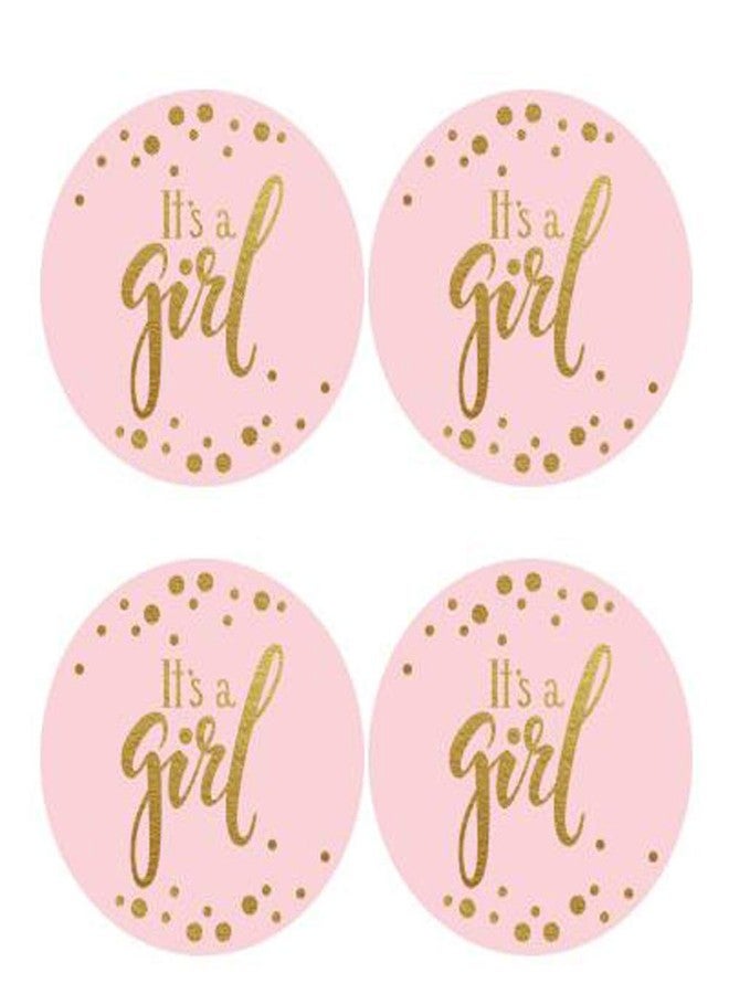 vaujory 2" Round 50 Pack Pink It's a Girl Label Stickers Baby Shower Party Sticker Labels Candy Stickers for Birthday Party Baby Shower Wedding Favors - Image 1
