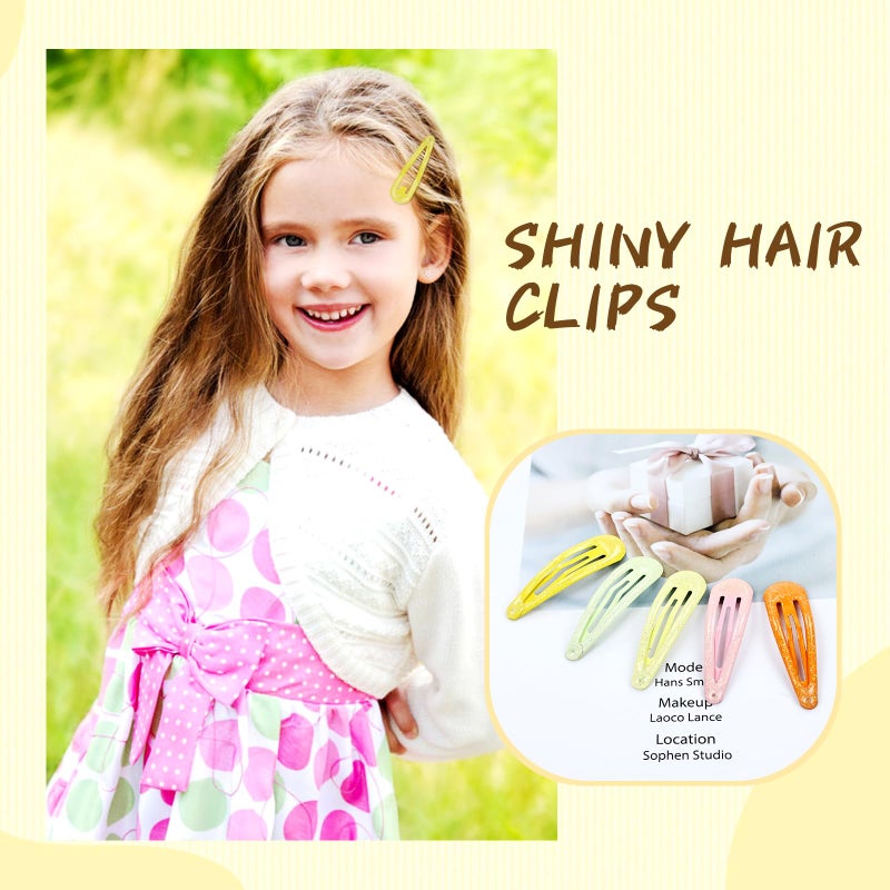 Cinaci 100pcs in 25 Candy Colors 5cm/2" Glitter Metal Snap Hair Clips Non-slip Hair Barrettes Bang Holders for Baby Girls Toddlers Kids Teens - Image 5