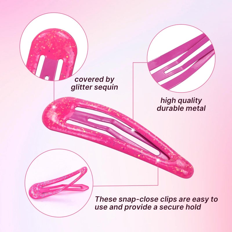 Cinaci 100pcs in 25 Candy Colors 5cm/2" Glitter Metal Snap Hair Clips Non-slip Hair Barrettes Bang Holders for Baby Girls Toddlers Kids Teens - Image 3