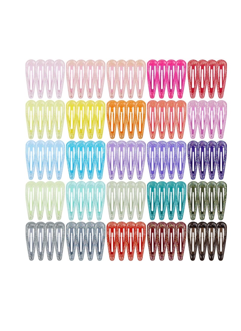 Cinaci Cinaci 100pcs in 25 Candy Colors 5cm/2" Glitter Metal Snap Hair Clips Non-slip Hair Barrettes Bang Holders for Baby Girls Toddlers Kids Teens  - Image 1