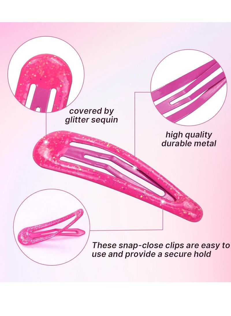Cinaci Cinaci 100pcs in 25 Candy Colors 5cm/2" Glitter Metal Snap Hair Clips Non-slip Hair Barrettes Bang Holders for Baby Girls Toddlers Kids Teens  - Image 3