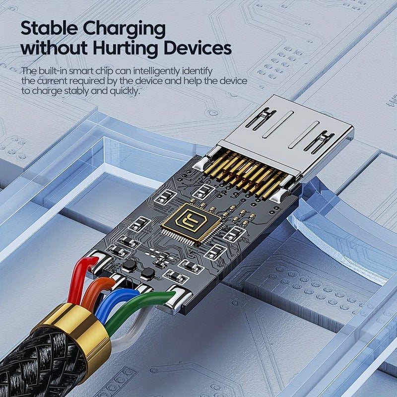 ميكرو USB كابل شحن سريع 2.4A أسود - Image 4