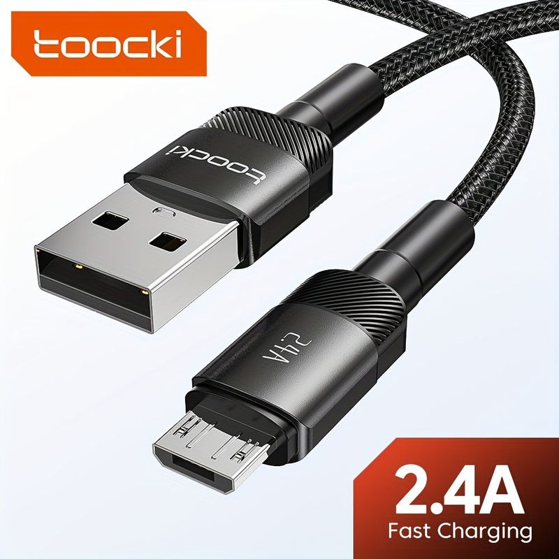 ميكرو USB كابل شحن سريع 2.4A أسود - Image 1