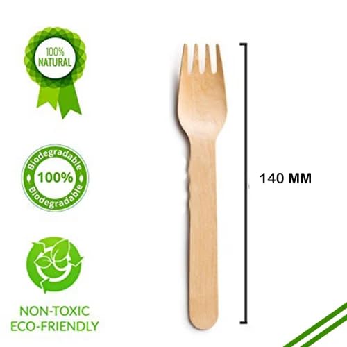 Flavoma Bamboo Disposable Spoons and Forks 140mm 25 Set with Cover Wooden Dining Flatware Ideal for Kids Birthday Wedding Party Plant Based EcoFriendly Organic Natural - Image 4