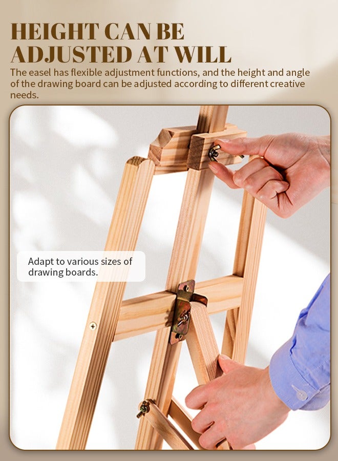 Easel Wooden AFrame Folding Beechwood Artist Art Craft Adjustable Display Exhibition for Drawing Painting Holder 1.5m