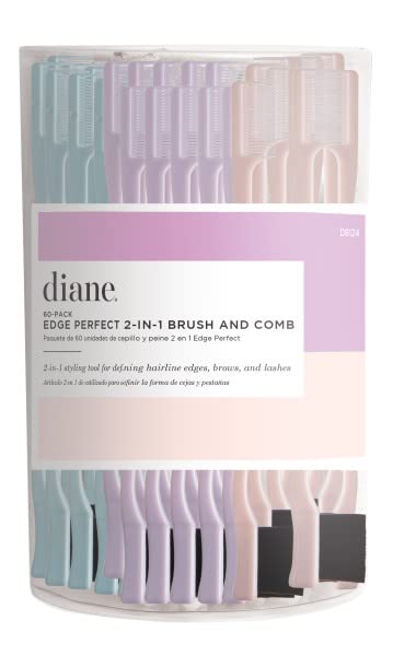 Diane Edge Perfect 2in1 Brush and Comb 60Pack Assorted Colors D8124