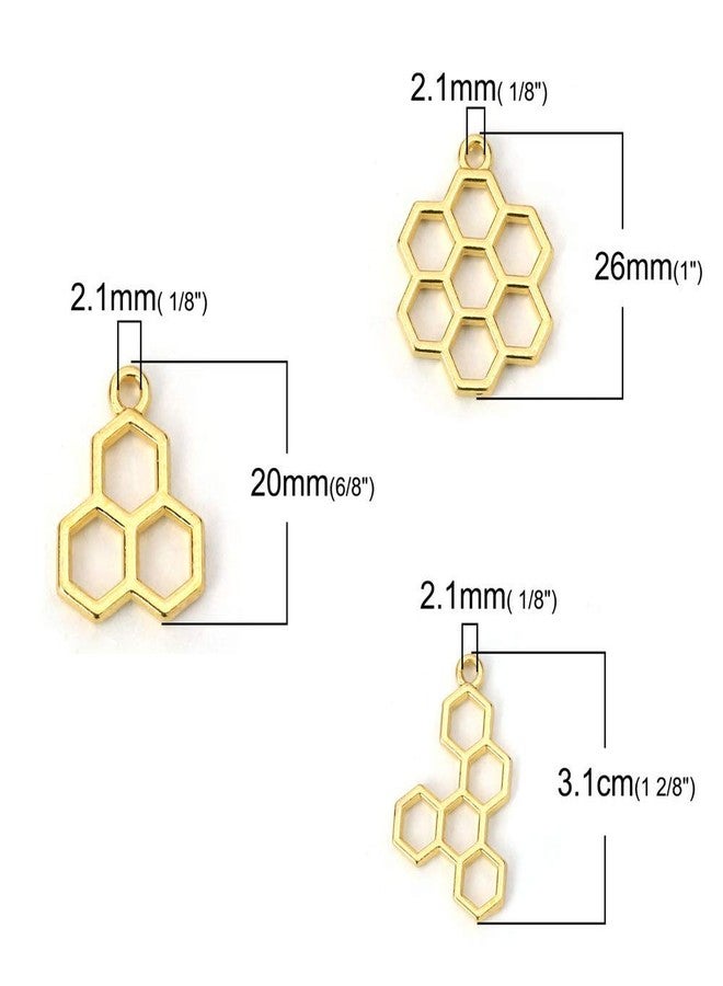 DonLeeving Luckycivia 15Pcs Bee Honeycomb Open Back Bezel Pendant, DIY Metal Frame Pendant, Open Bezel Setting UV for Resin Jewelry Making - Image 2
