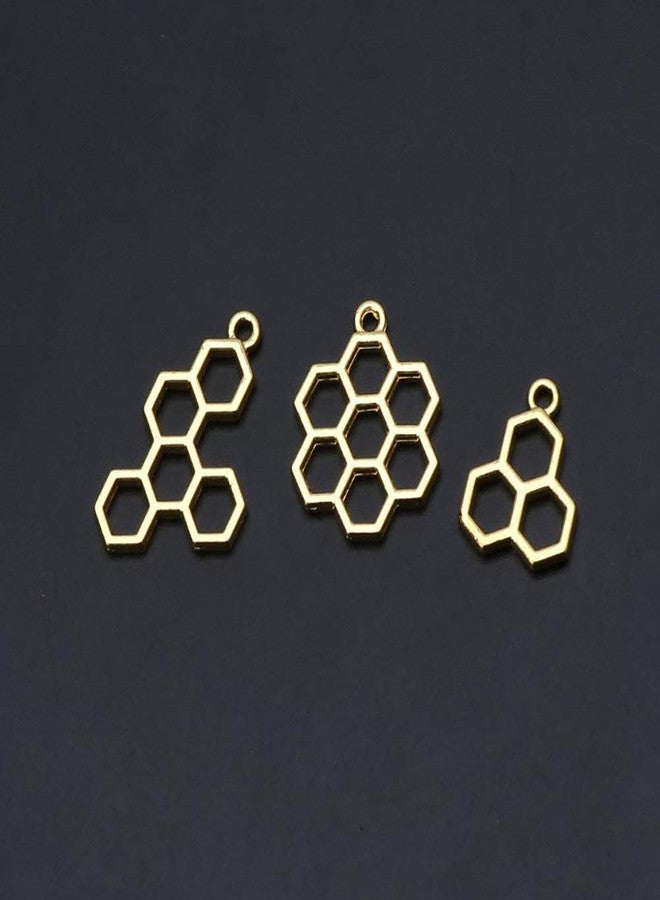 DonLeeving Luckycivia 15Pcs Bee Honeycomb Open Back Bezel Pendant, DIY Metal Frame Pendant, Open Bezel Setting UV for Resin Jewelry Making - Image 5