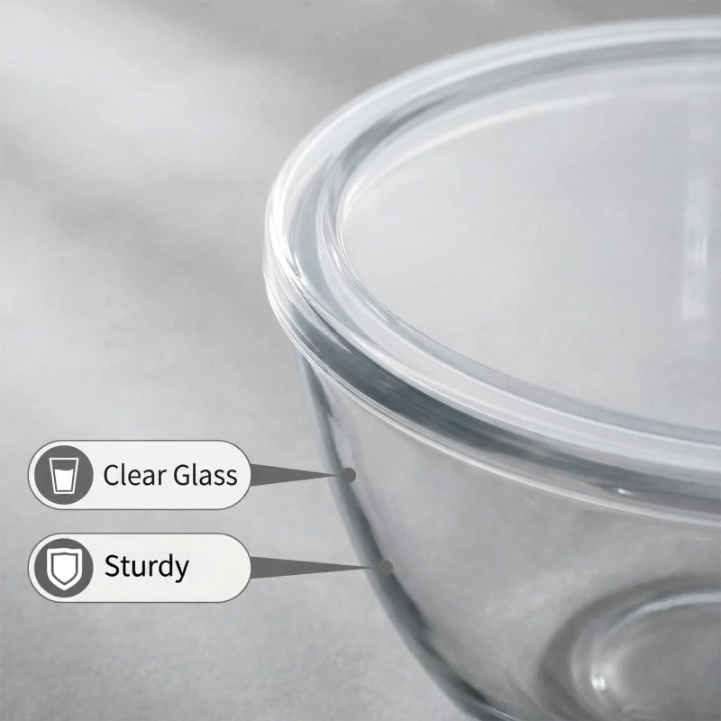 CD HOME Large Glass Bowl for Sourdough Bread Making with Lid, 5Quart Deep Big Glass Bowl Large Salad Bowl with 8oz Small Bowls(clear) - Image 4