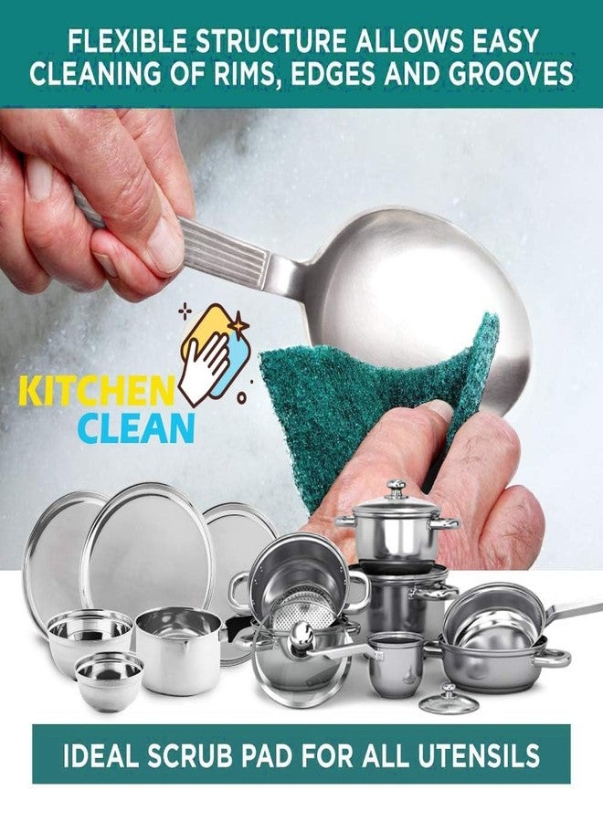Kitchen Clean ™ 10 Pcs Large Kitchen Scrub Pads | Dish wash Scrubber | Non Scratch - Durable - Long skrab Lasting | Clean Shine Brite Utensils (Green, Large 4x6 inch, Pack of 10 Pcs) - Image 5