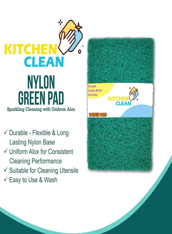 Kitchen Clean ™ 10 Pcs Large Kitchen Scrub Pads | Dish wash Scrubber | Non Scratch - Durable - Long skrab Lasting | Clean Shine Brite Utensils (Green, Large 4x6 inch, Pack of 10 Pcs) - Image 3