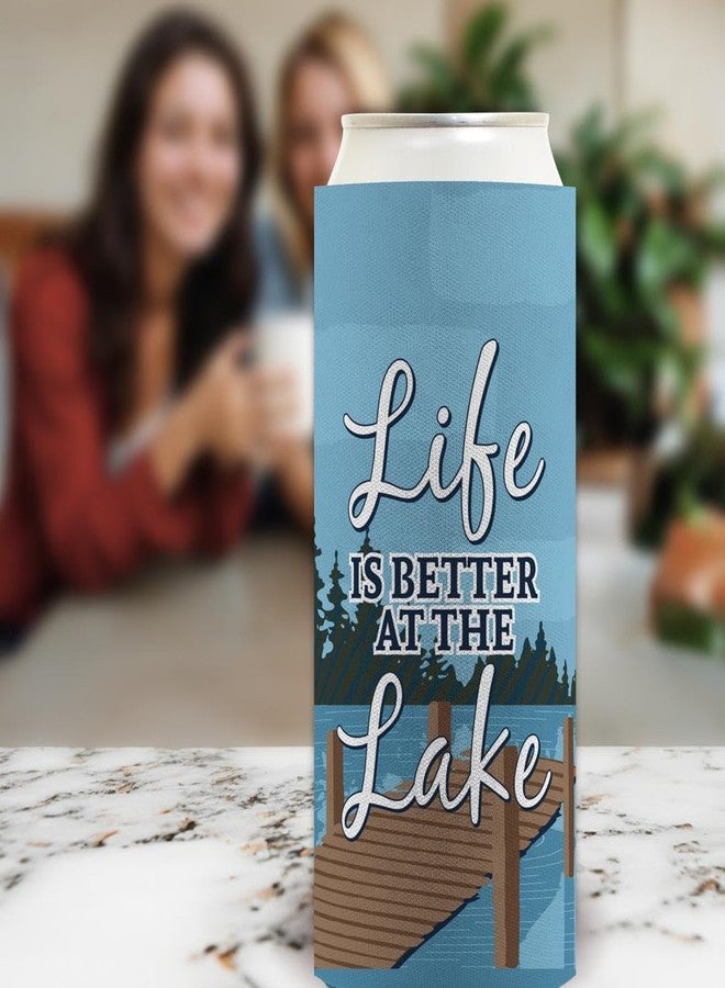 ThisWear Lake Theme Decor Life is Better at the Lake 6-Pack Ultra Slim Can Drink Sleeves - Image 5
