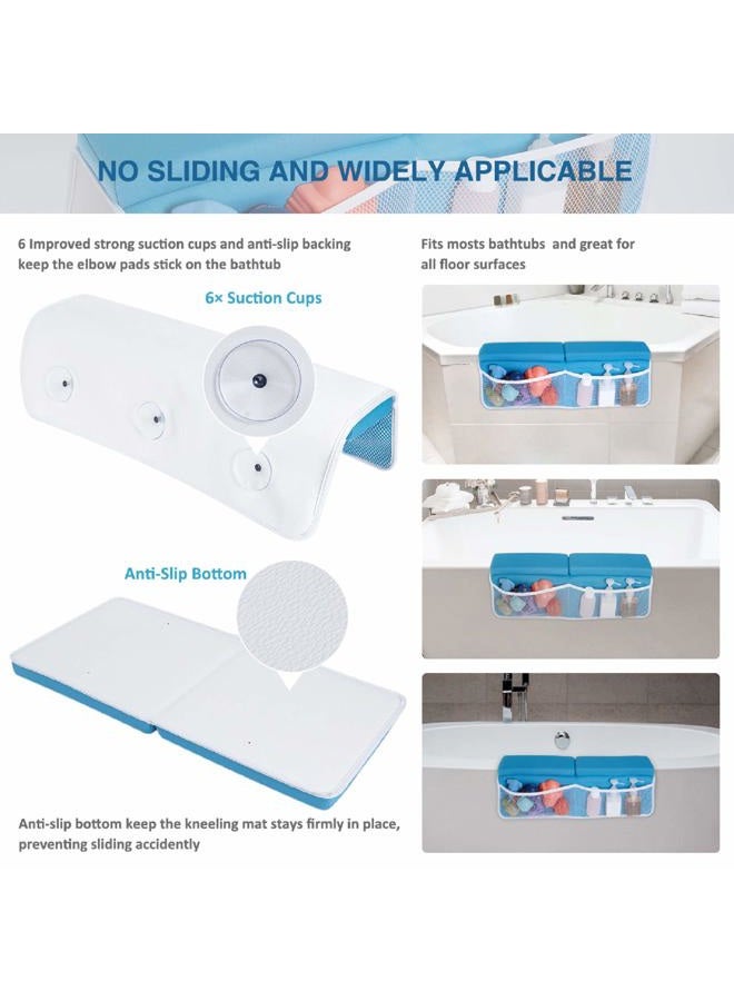 beiens Bath Kneeler with Elbow Rest Set, 3.8cm Thick Quickly Dry Kneeling Pad and Elbow Support for Knee & Arm Support Large Bathtub Kneeling Mat with Toy Organiser for Happy Baby Bathing Time (Blue) - Image 3