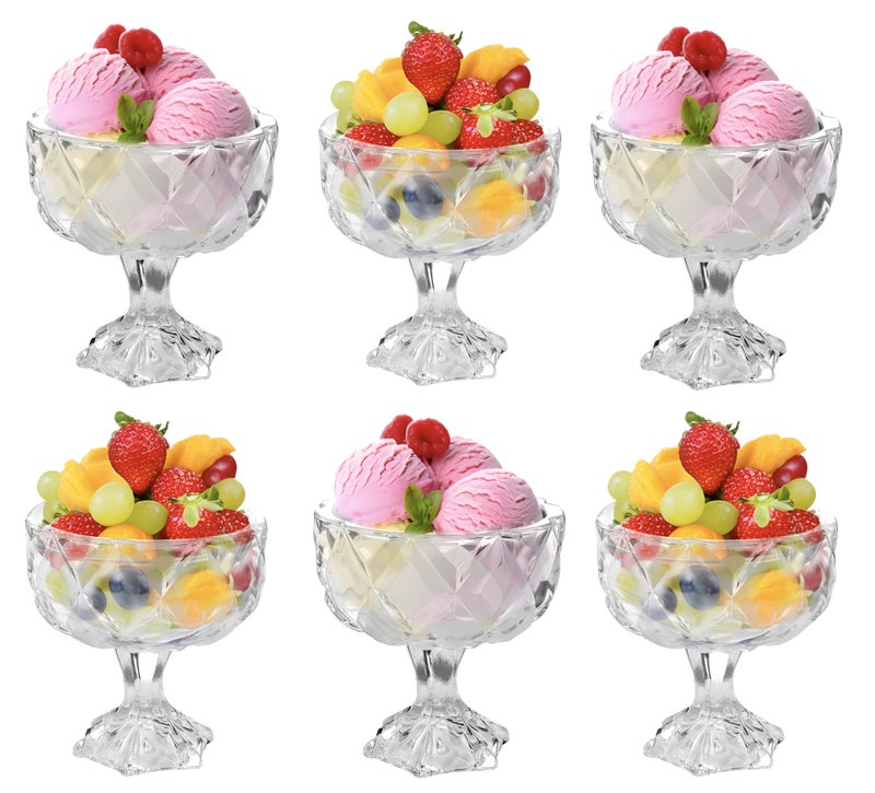 Royal Cuisine Cocktail Glasses Ice Cream Glass Bowl Cocktail Bowls Diamond Dessert Fruit Crystal Appetizer Fruit Cocktail Pudding Glass Cups Set of 6